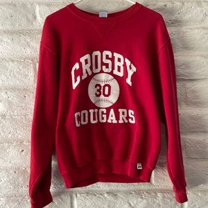 Crosby Cougars Russell athletic red & white crewneck